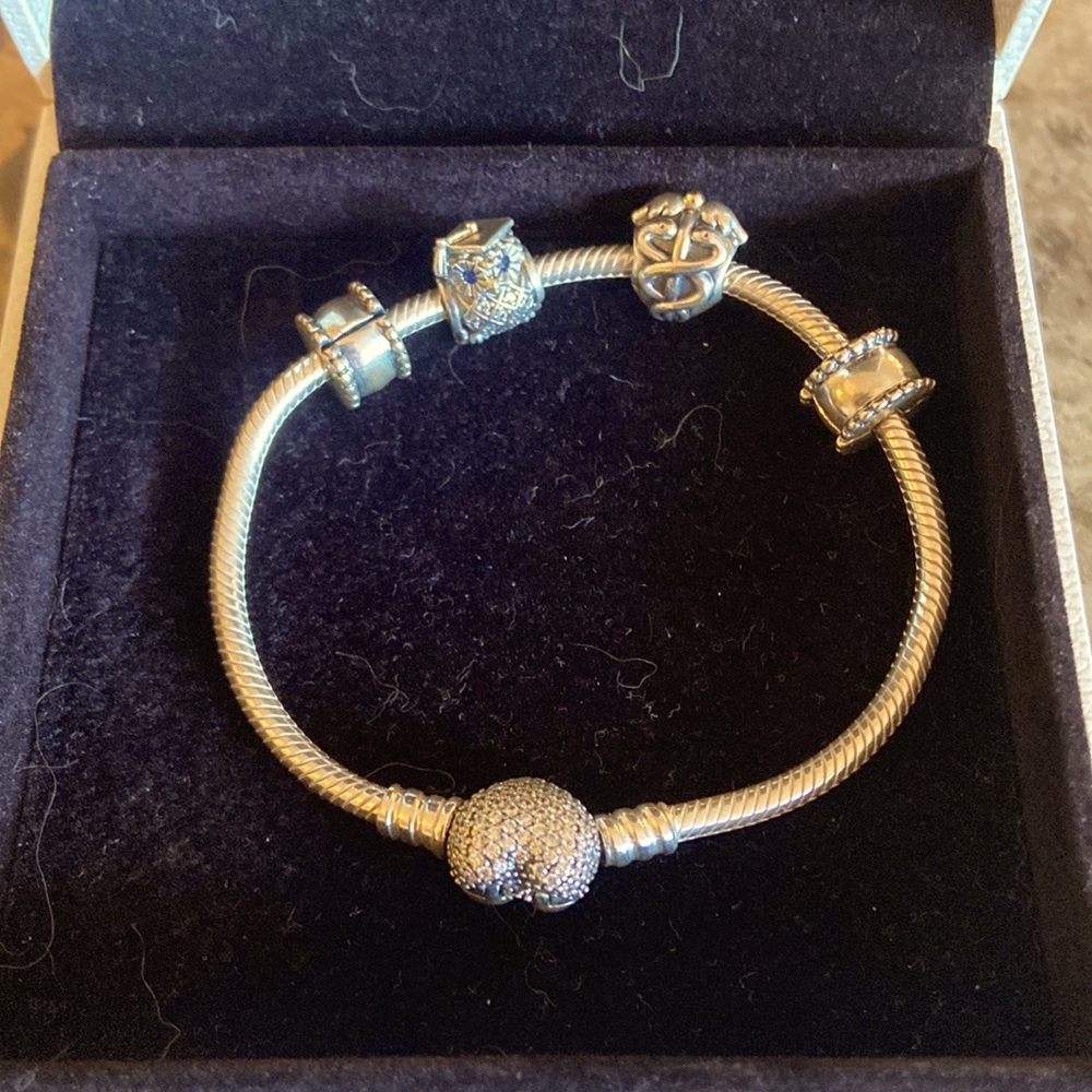 Pandora bracelet with 2 charms